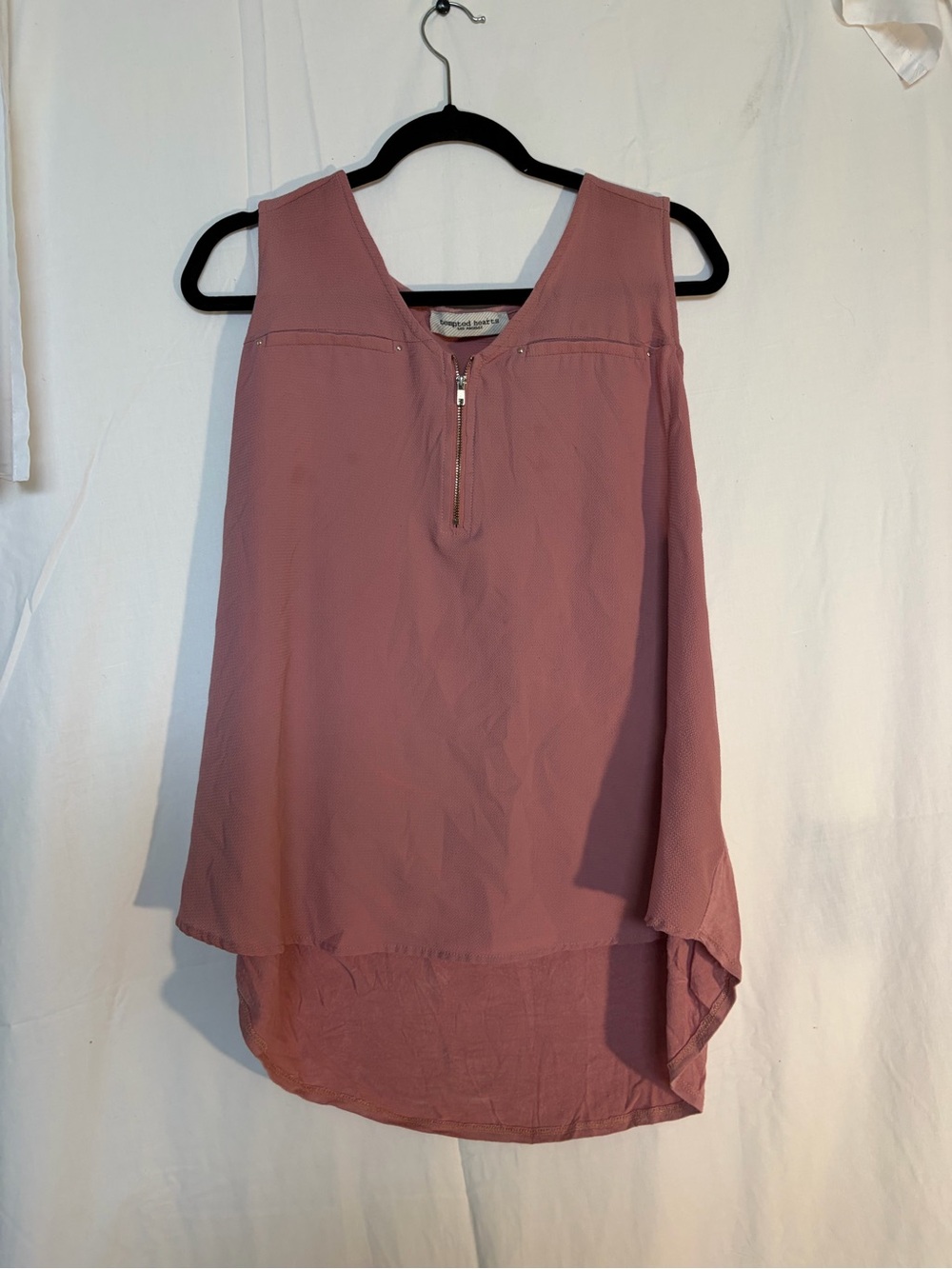 Tempted Mauve Zip-Front Sleeveless Top